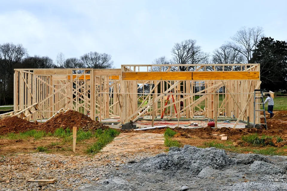 Home construction frame wood home